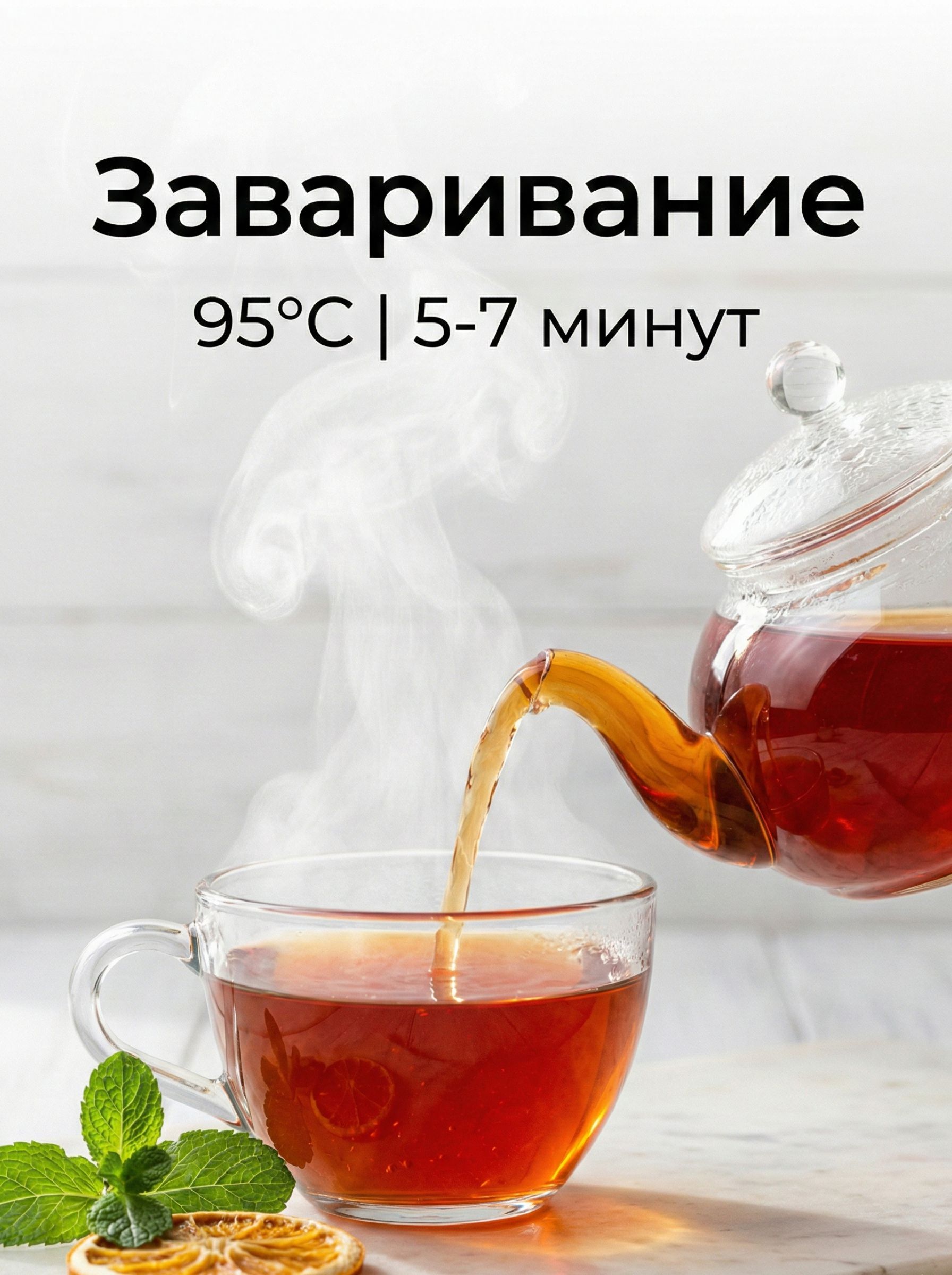 Ройбуш Апельсин Мята 100 грамм / Африканский чай Ройбос Длинные иглы листовой рассыпной без кофеина